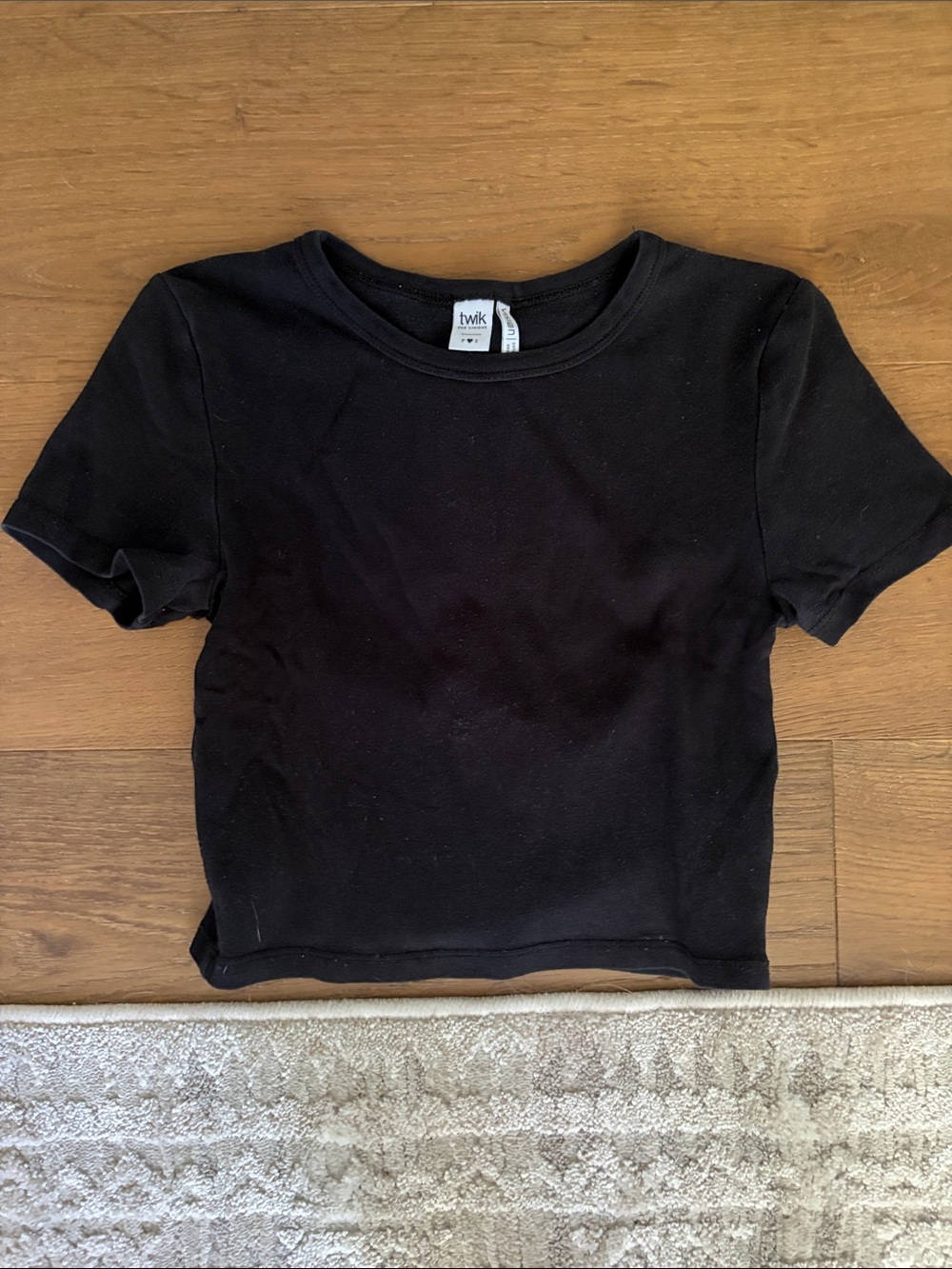 twik Black Crewneck Crop Tee